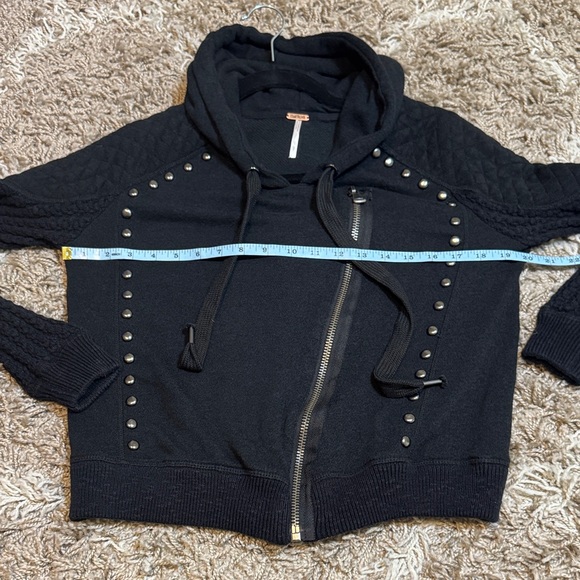 Free People Ring My Bell Moto Studded Hooded Jacket/Sweatshirt size Small - Picture 10 of 15